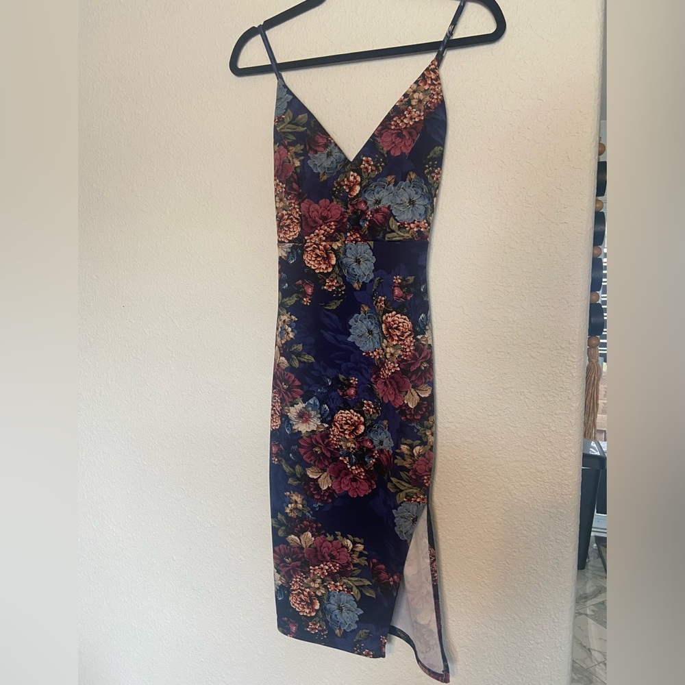 Olive Tree floral dress slit